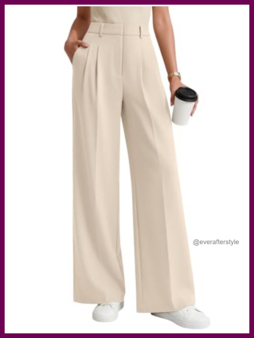 Wide Leg Dress Work Pants Stretchy Business Casual Slacks High Rise Pleated